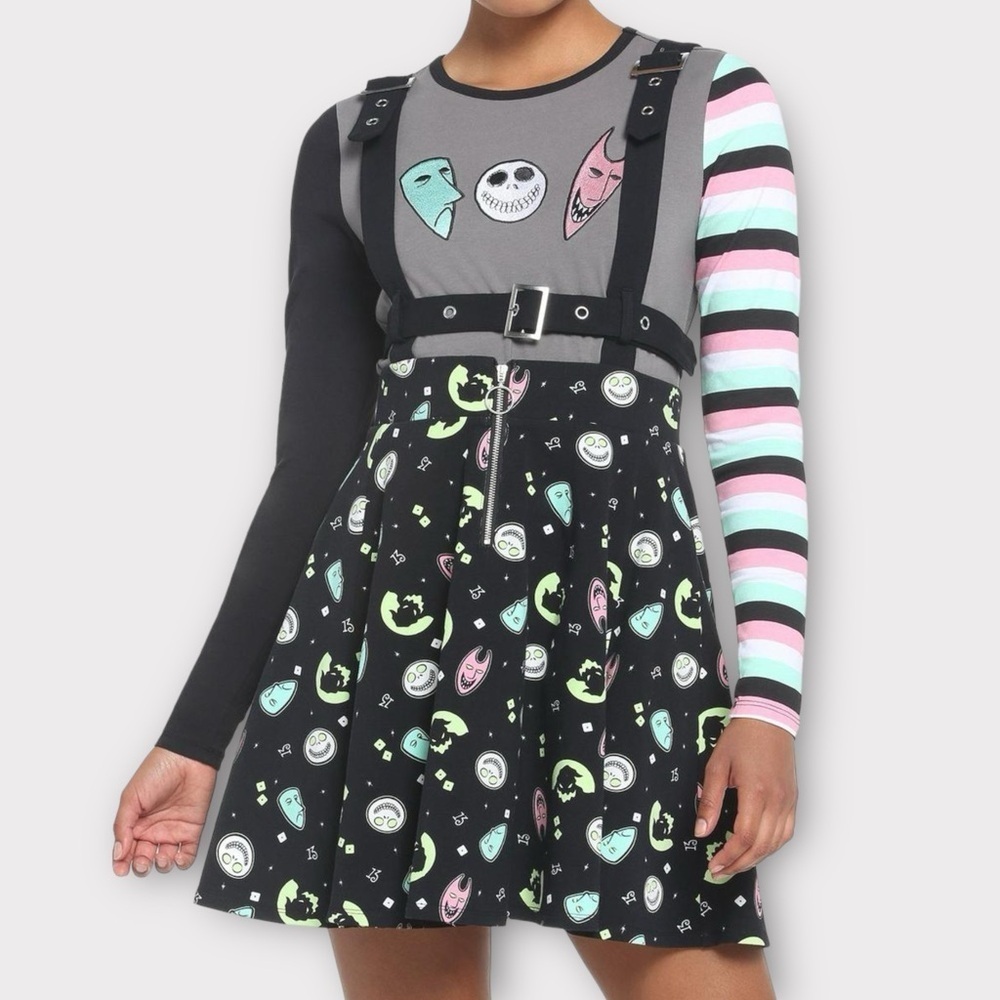 Disney The Nightmare Before Christmas Oogie's Boys Harness Suspender‎ Skirt NWT